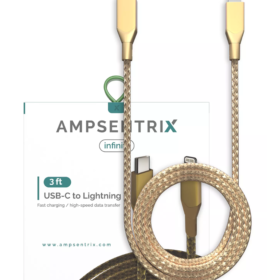 Best quality 3' Non-MFI Lightning to USB Type C Cable (AmpSentrix) (Infinity) (Gold)