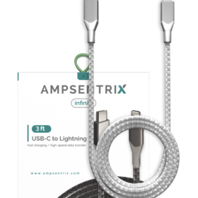 3 FT NON-MFI LIGHTNING TO USB TYPE C CABLE (AMPSENTRIX) (MATRIX) (BLACK)