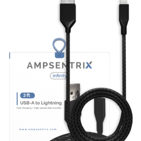 Best quality 3 ft Non-MFI USB Type A To Lightning Cable (AmpSentrix) (Infinity) (Black)